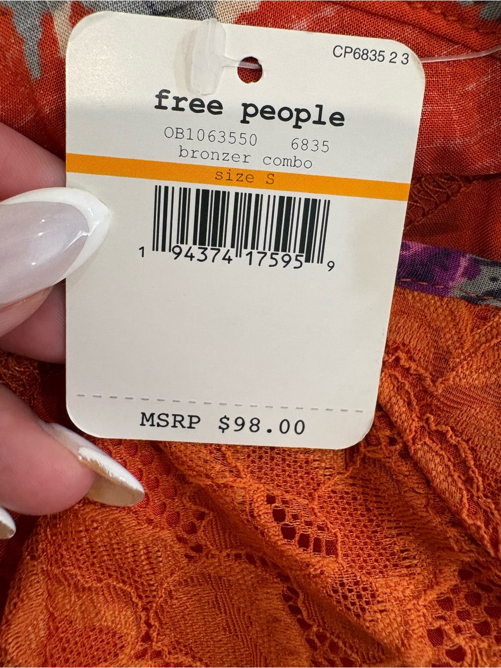 NEW Free People Table for two trapeze swing dress orange small - Picture 5 of 6